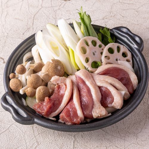 鴨モモと葱の陶板焼き