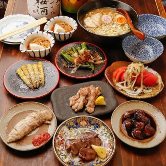 【スタンダードコース】120分飲み放題／焼き鳥4種,ラーメン等全5品／3500円(税込)