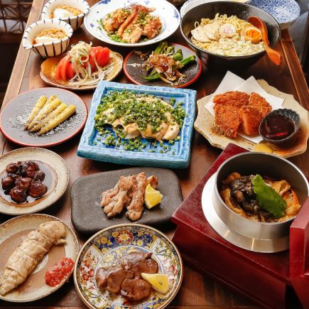 【プレミアムコース】120分飲み放題/焼き鳥4種,むね肉タタキ,名物釜飯など全9品/5500円(税込)
