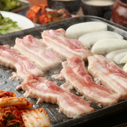 【サムギョプサルコース】サイドメニュー&〆のお食事付き