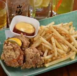 Deep fried chicken and french fries