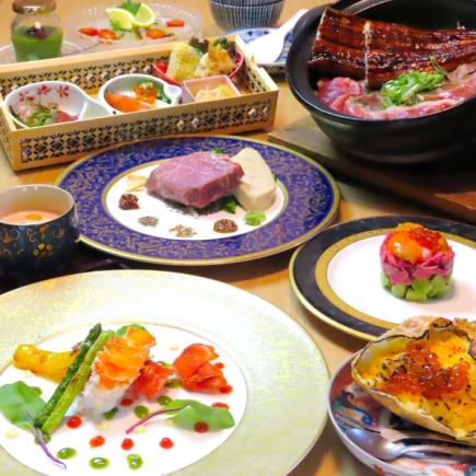 【肉割烹むつの特選】伊勢海老のポワレと極上フォアグラと和牛ヒレのステーキ(全9品)13200円