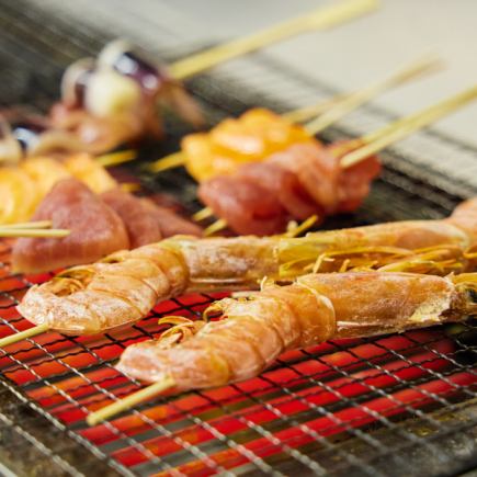 [Specially Selected Robata Course] Our finest! Seafood skewers and shellfish steamed in a bamboo steamer / 9 dishes with 3 hours of all-you-can-drink for 6,000 yen