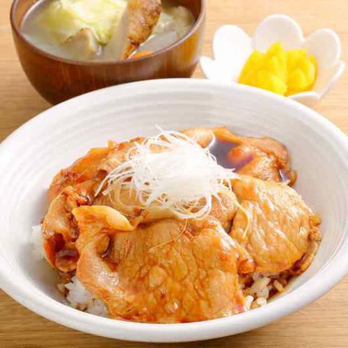 Obihiro pork bowl with Kamikomi pork and vegetable miso soup