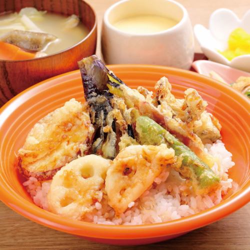 Vegetable Tendon Tray with Vegetable Miso Soup