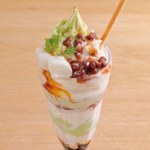 Tokachi red bean and matcha parfait