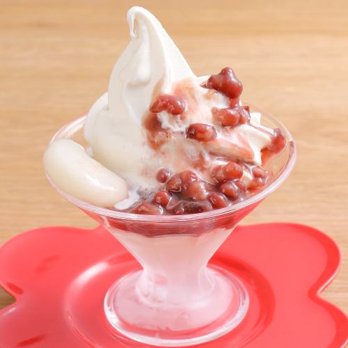 Tokachi red bean and shiratama soft serve ice cream