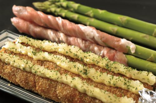 Flower skewers 3 famous asparagus meat rolls