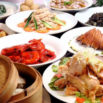 适合各种宴会...中式生鱼片、油浸虾、鱼翅饺子等“豪华套餐”100分钟无限畅饮6,000日元
