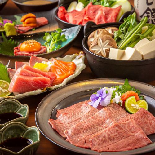 奢华地使用近江牛的各种菜肴♪有各种各样的套餐，所以一定要参加宴会
