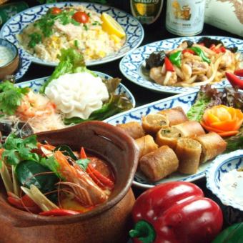 [Recommended] All 7 dishes with tom yum kung ★ Easy course with 2 hours all-you-can-drink → 4,600 yen
