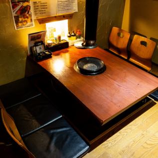 A sunken kotatsu seat where you can enjoy your meal in peace.