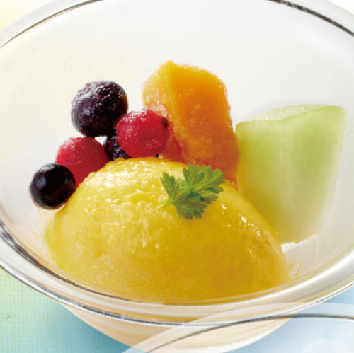 【ひんやりスイーツ＼焼肉の後にオススメ！！／】さっぱり柚子シャーベットフルーツ添え