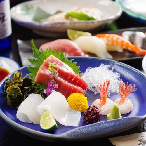 Three servings of sashimi