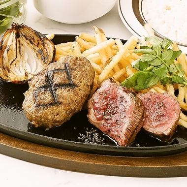 【ネット予約限定】国産牛ハンバーグ×フィレステーキ贅沢セット♪1ドリンク付いて3,000円！
