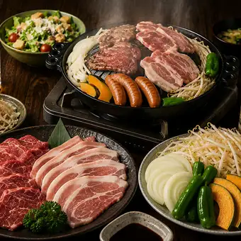 【2.5H生ビール付飲放題】夏におすすめ屋内BBQ!大満足の品数を楽しめるBBQコース☆6000円(税込)