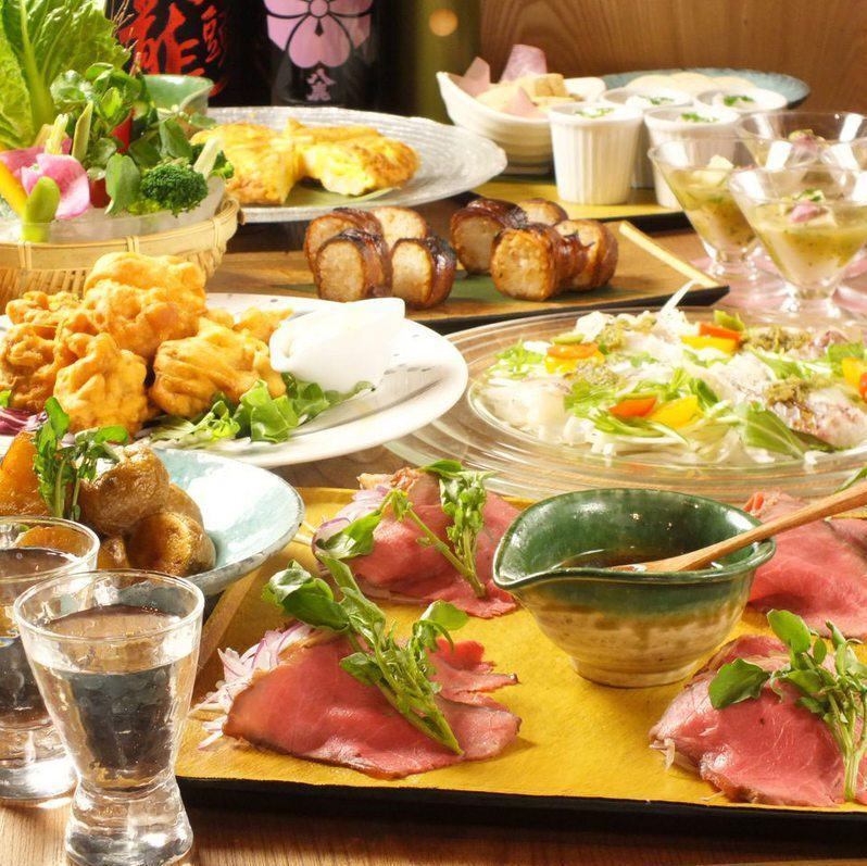 カルパッチョや魚・肉料理など♪2H飲み放題付コースも◎