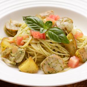 帆立と季節野菜のスパゲティ「ジェノベーゼ」