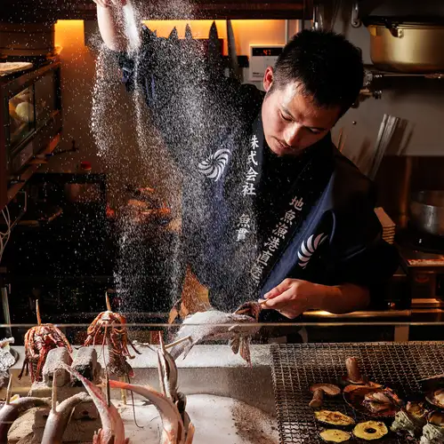 豪華原始焼きの演出