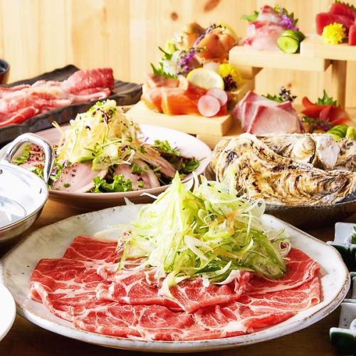 【はなれコース】選べるメインは牡蠣のレモン鍋orしゃぶしゃぶ/2.5時間飲み放題付き8品4,500円