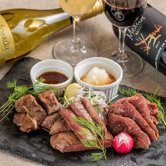 ◇厳選コース◇お造り3種盛りにステーキorスタミナ焼!! 2.5時間飲み放題付 9品 4,500円 宴会◎