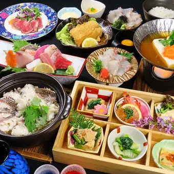 【120分飲放】県外のお客様オススメ！愛媛産の真鯛しゃぶしゃぶ＆土鍋ごはん8000→7000円コース