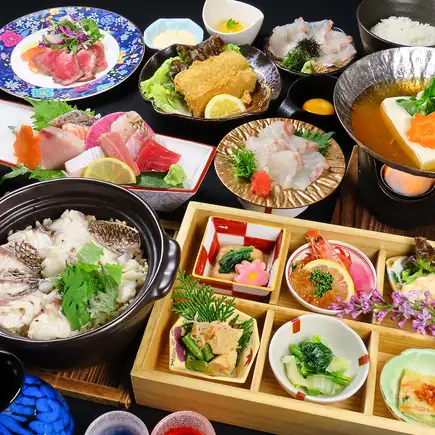 【120分飲放】県外のお客様オススメ！愛媛産の真鯛しゃぶしゃぶ＆土鍋ごはん8000→7000円コース