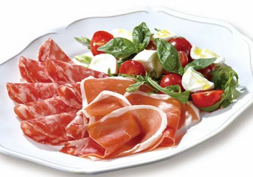 Ham, salami and caprese platter