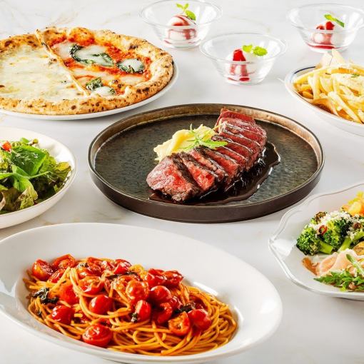 9月3日(仅限食物)豪华套餐★烤黑毛和牛、2种人气披萨、意大利面、其他11种菜肴(7种菜品)