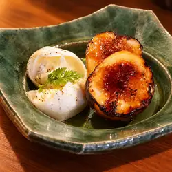 季節フルーツのキャラメリゼブラータ