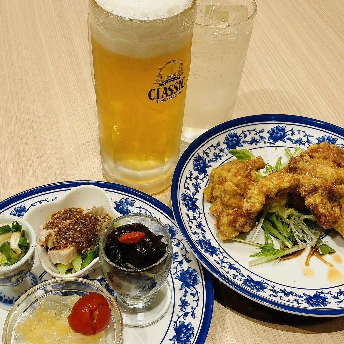 Tipsy Set: 1,500 yen (tax included) 2 drinks + 3 snacks!