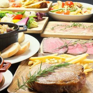 [Spring 150-minute all-you-can-drink] ★3,500 yen staub course★Perfect for a girls' night out.Two main dishes: pork and beef steak!