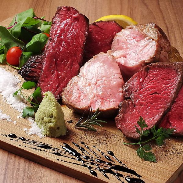 ◆It's also good for a hearty meal◆Rump x skirt steak x pork shoulder meat! Steak platter 500g