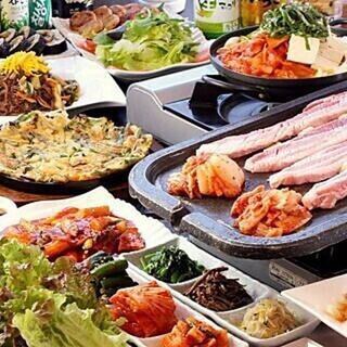 歓送迎会に！名物サムギョプサルを手軽に楽しめる！【豚ブザコース】2H飲み放題付 全10品 3980円