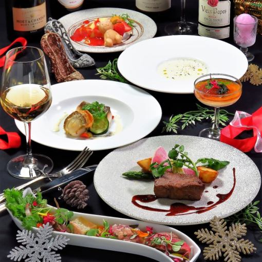 《2025Xmas》 오늘 생선의 아쿠아파차, 와규 모모육의 로티 등 전6품 ■15,000엔(12/20~25)