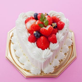 【ハート型生クリームデコレーションケーキ】お持ち帰りのネット予約はこちらからどうぞ♪