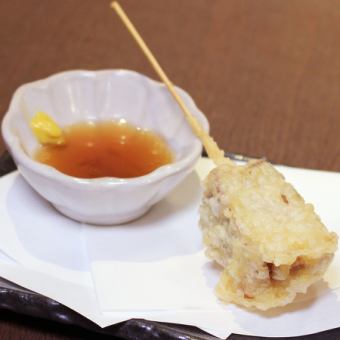 ささみ梅しそ巻き串天・豚角煮の天ぷら