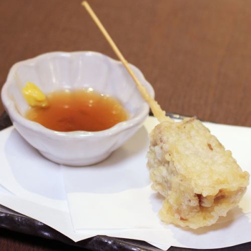 ささみ梅しそ巻き串天・豚角煮の天ぷら