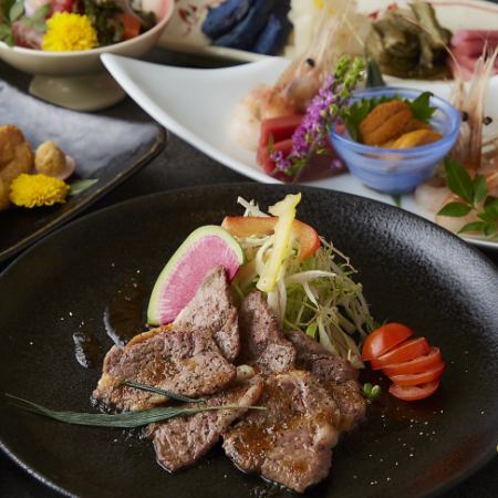 【雅コース】おすすめ◎メインは旨味凝縮!牛ハラミステーキ♪ 2時間飲み放題付き8品3500円