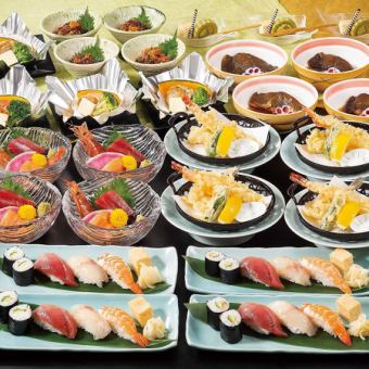 美味的海鮮和握壽司！海鮮/握壽司套餐【8道菜/菜餚】4,300日圓（含稅）