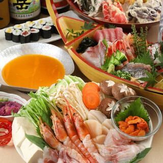 秋風が涼しくなってきたこの季節に！海鮮うにしゃぶ鍋コース　6000円(税込)