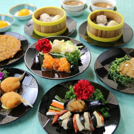 「梅子套餐」共8道菜品◆ 以炸大蝦與炸蟹爪為主菜的豪華套餐！
