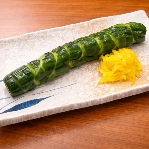 Cucumber pickled in a bottle