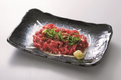 Seared horsemeat with wasabi soy sauce