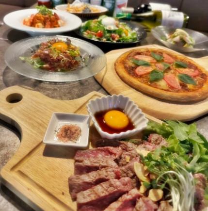 《ステーキプラン》メイン料理【US牛ステーキ】含む7品+2時間飲み放題5500円(税込)