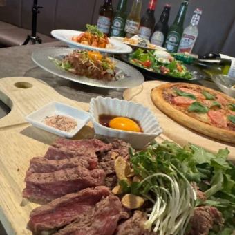 《がっつりプラン》メイン料理【国産ランプステーキ】含む7品＋2時間飲み放題6600円(税込)