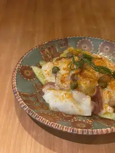 タコと焼き茄子のレモンマリネ