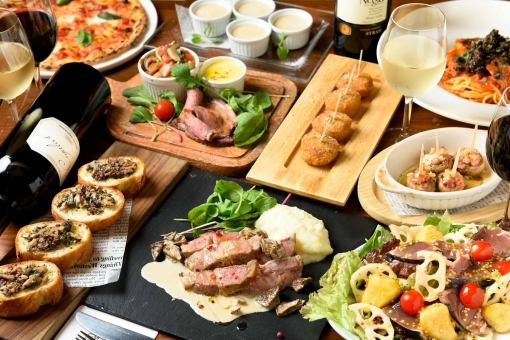 国産豚肩ロース&選べるピッツァ&秋の味覚を全11品飲み放題120分付き秋のイタリアンコース♪