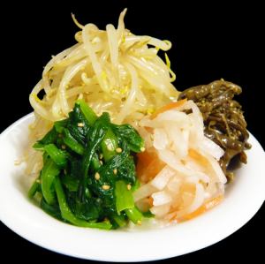 豆芽 namul / 绿色蔬菜 namul / 蕨菜 namul / sen namul