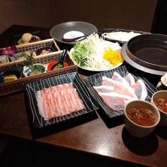 5 dishes including dessert, black pork shabu-shabu course [Snow]